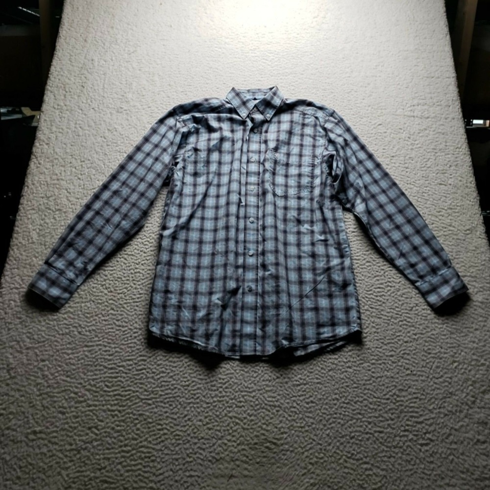 Ariat Pro Series Shirt Mens Small Blue Plaid Long Sleeve Western Button Up